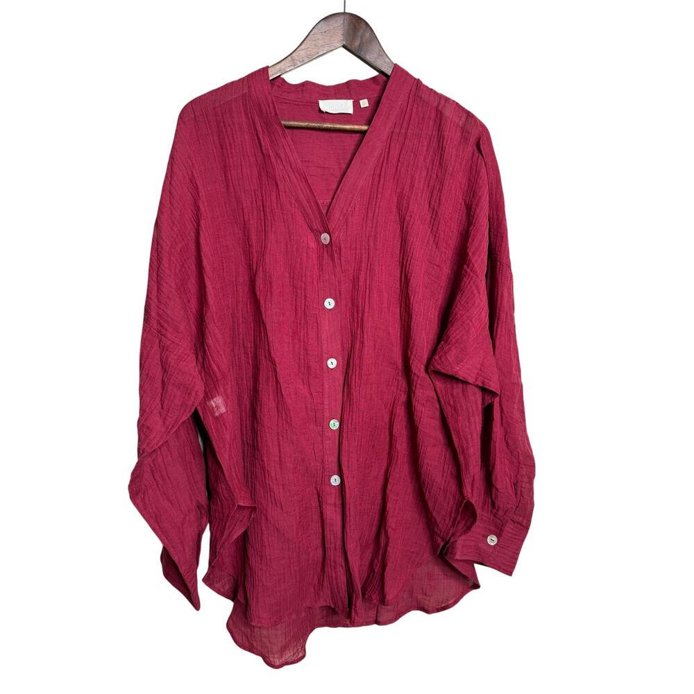 Monday Swimwear Barcelona Tunic Chili Pepper Crinkle Linen Oversized M/L